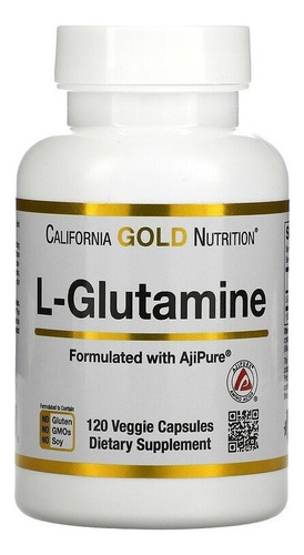 Suplemento en cápsulas con sabor a L-glutamina L-glutamina L-glutamina L-glutamina de California Gold Nutrition, 120 cápsulas