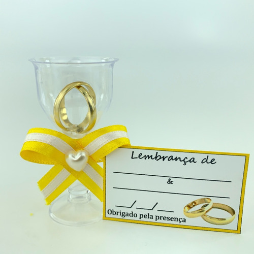 Lembrancinha Casamento Tacinha Aliancinhas - Cores - 50 Unid