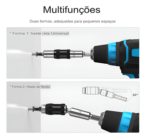 Extensor Ângulo Flexível Magnético Brocas Bits Parafusadeira