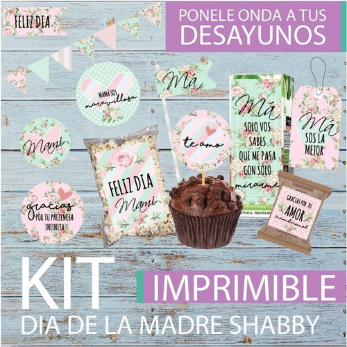 Kit Imprimible Desayuno Dia De La Madre Shabby Tags Etiqueta