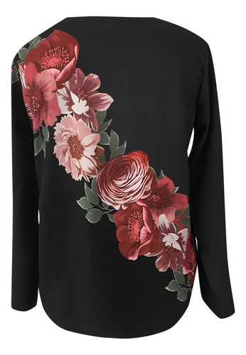 Blusa Holgada Con Estampado Floral Y Cuello En V Para Mujer