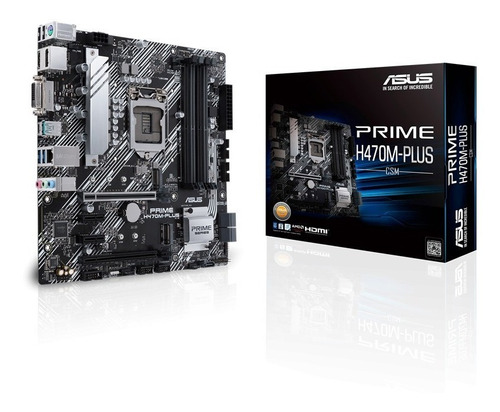 Motherboard Asus Prime H470m Plus 10ma Gen Socket 1200 Color Gris Oscuro