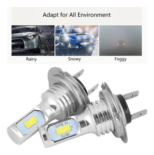 Para 2pcs 80w 6000k H7 Led Coche Niebla Luz Blanca 12-24v /