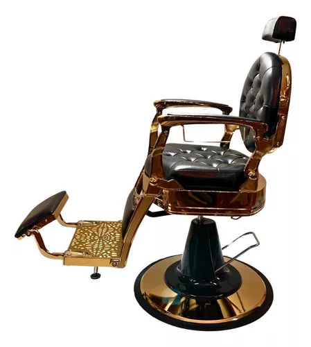 Baasha Cadeira de barbeiro dourada Cadeira de salão reclinável