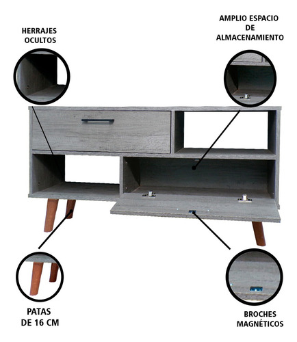 Mueble Mesa Para Tv Estilo Nordiko Vintage Minimalista Color Lombardía