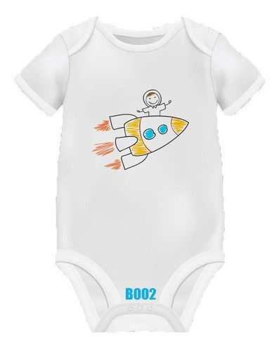 Roupa Infantil Body De Bebê Astronauta Foguete No Espaço Top