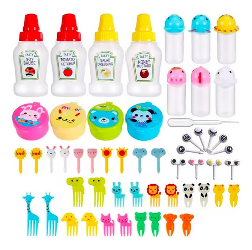 Kit Para Lunch 55 Pz Palillos Y Botellas Para Aderezos