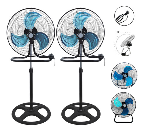 Ventilador 3en1 Piso/pared/pedestal 18 Pulgadas 2pz