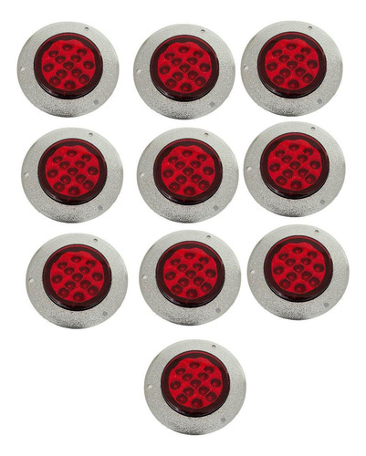 Plafón Redondo De 13 Leds Con Bisel Cromado Color: Rojo 20pz