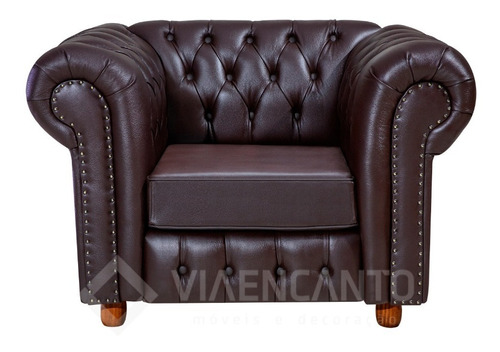 Poltrona Chesterfield Bourbon Courano Marrom Via Encanto