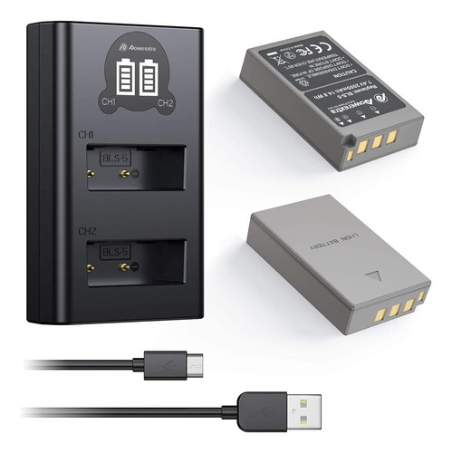 Paquete De 2 Baterías Y Cargador Usb Dual Con Pantalla...