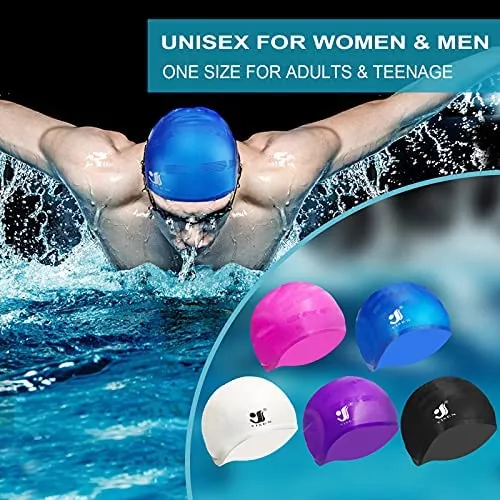 Gorros de natación con protección auditiva 3D - Gorra de natación para  mujeres y hombres - Gorra de natación de silicona impermeable - Se adapta a