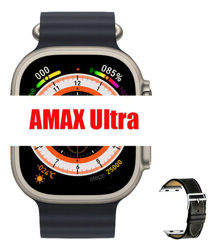 Relógio Smartwatch Amax Ultra Com Duas Pulseiras Nfc Cor da caixa Cinza Cor da pulseira Preto