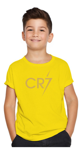 Polera Estampada Cr7 Gold Futbol 100% Algodon Niño