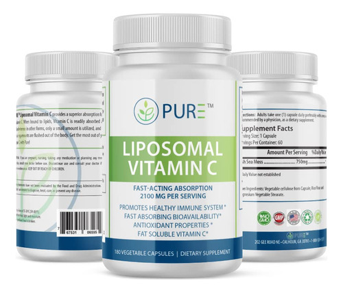 Pure Vitamina C Liposomal De Accion Rapida Asborption 2100mg