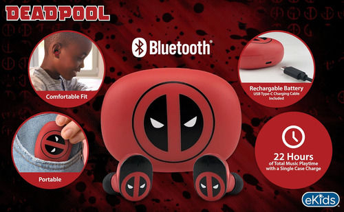 Ekids Marvel Deadpool Auriculares Inalámbricos Con Micrófono