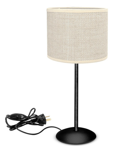 Velador Mesa Noche Dormitorio Arpillera Moderna Luz Led E27