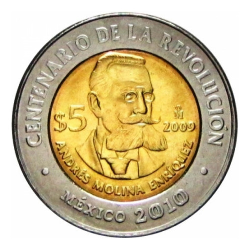 1 Moneda De 5 Pesos Conmemorativa De Andrés Molina Enríquez 