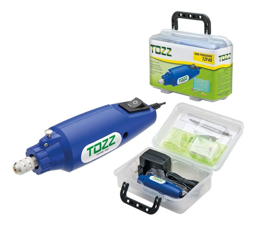 Kit Mini Furadeira Drill Com Estojo E Fonte 12v Cor Azul Frequência 60Hz 110V/220V