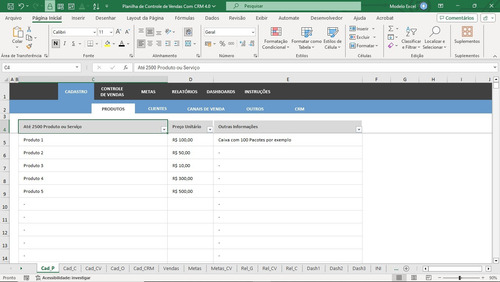 Planilha De Controle De Vendas Com Crm 4.0
