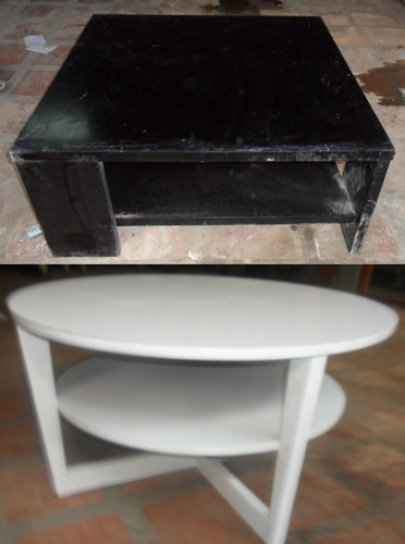 Mesa De Centro Redonda O Cuadrada Negra Retocar Hogar Mueble