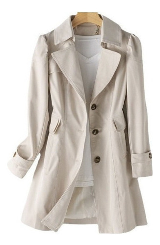 Gift Women's Solid Color Gabardine Long Coat