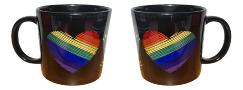 Juego De 2 Tazas Diversidad Lgbt  Sublimadas De Color Negro.