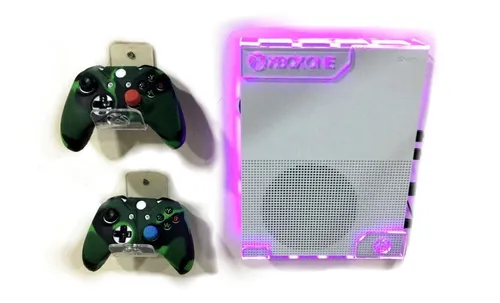 comprar Soporte Base Repisa Xbox One S  + 2 Sop Controles + Luz Rgb