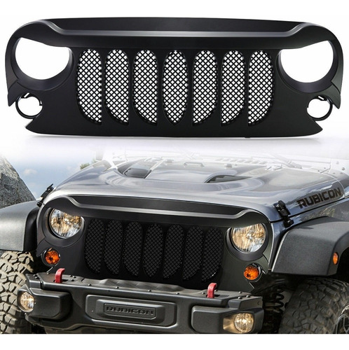 Parrilla Negro Mate Malla Enojada Jeep Wrangler 2007 - 2018