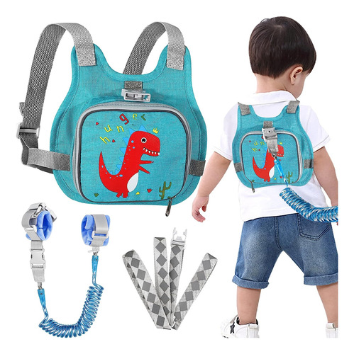 Arnes Para Niños + Eslabon De Muñeca Anti Perdida Dinosaurio