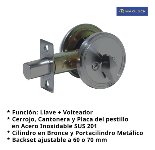 Cerrojo De Seguridad Llave + Volteador - Maxilock Lk 0303