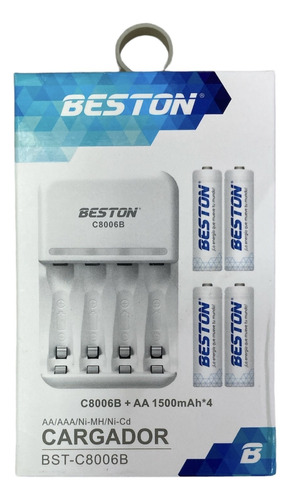 6 Cargadores Beston Aa/aaa/9v + 4 Baterias Aaa 1100 Mah