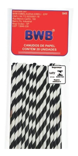 2 Pack Pitillos De Papel Paq. 20und Bwb 9971 Rayado Negro 