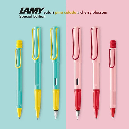 Bolígrafo Lamy Safari Pina Colada Edición Especial Tinta Azul Exterior Celeste/amarillo
