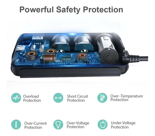 Divisor De Isqueiro De Carro Eugizmo 200w Com 3 Soquetes Com