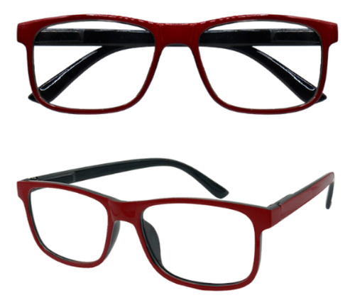 Óculos De Leitura P/perto Quadrado Com Grau +3.00 Vermelho