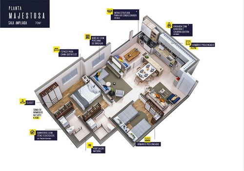 Imagem 3 de 3 de Apartamento De 70m² Com 3 Dormitórios, Suíte E Varanda Gourmet No Edifício Maranata - 8902