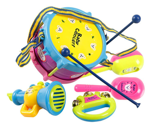 . 5 Piezas/set Niños Bebé Bebé Rollo Tambor Cuerno Música .