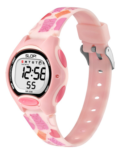 Reloj Infantil Slop Para Niña Sw25102l3 Print Ositos Correa Rosa