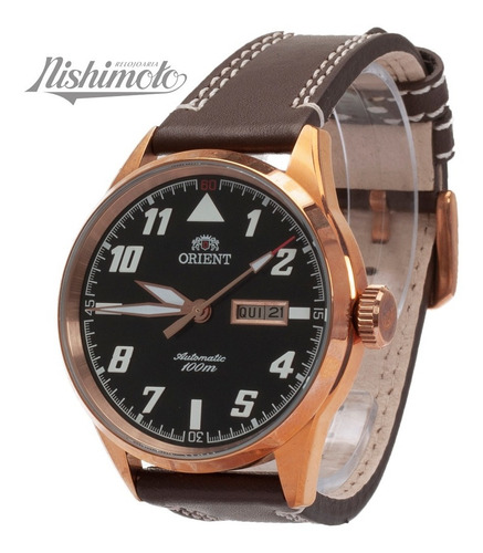 Relógio Orient Masculino Automático 469rp001 Bronze Couro