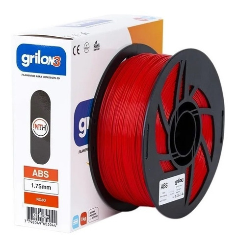 Impressora 3D Grilon3 Abs Filament de 1 kg e 1,75 mm - Cor A B vermelha