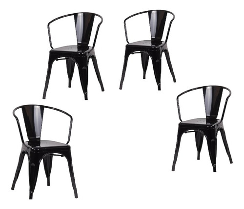 Sillon Silla Set X 4 Tolix Mate C/apoyabrazos Apilable Envio