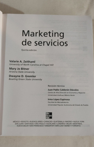 Marketing De Servicios - Quinta Edición - Valarie A. Zeitham (Usado)