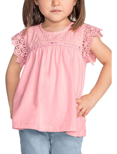 Playera Andrea Girls Sin Manga Tira Bordada Rosa