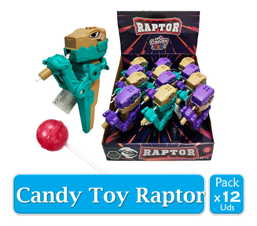 Candy Toy Dinosaurio Raptor Chupete Dulce X 12 Uds