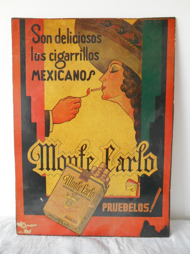 Antiguo Afiche De Publicidad - Cigarrillos Monte Carlo
