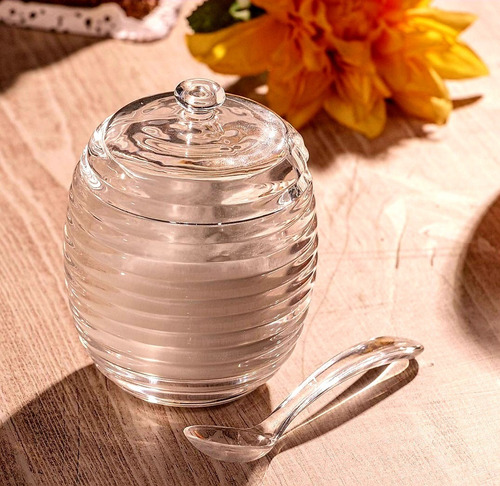 Açucareiro De Cristal C/colher E Tampa Colmeia 210ml - Lyor