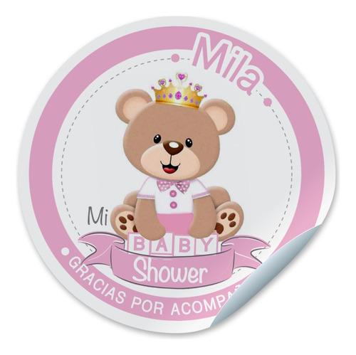 Mi Baby Shower Niña Etiquetas Personalizadas 100 Piezas 4cm