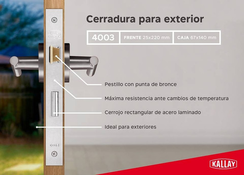 Kallay 4003 Cerradura Seguridad Puerta Exterior