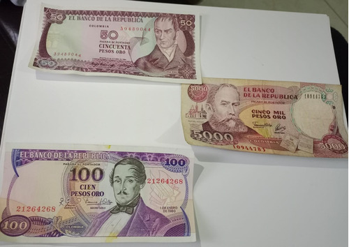 17 Billetes Colombianos Antiguos En Buen Estado 